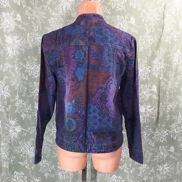 Chico's Multi-Colored Paisley Print Jean Jacket - Picture 13 of 15